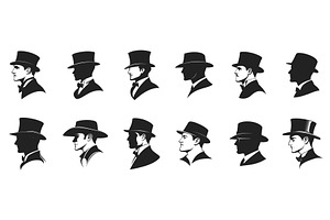 Gentleman profile silhouette head in, an Object Illustration by Valerie Bodnar