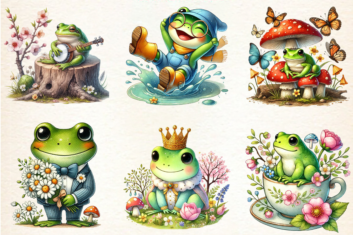 Cute Frog for Spring Clipart, an Illustration by DreamArtGraphic (Photo 2 of 4)