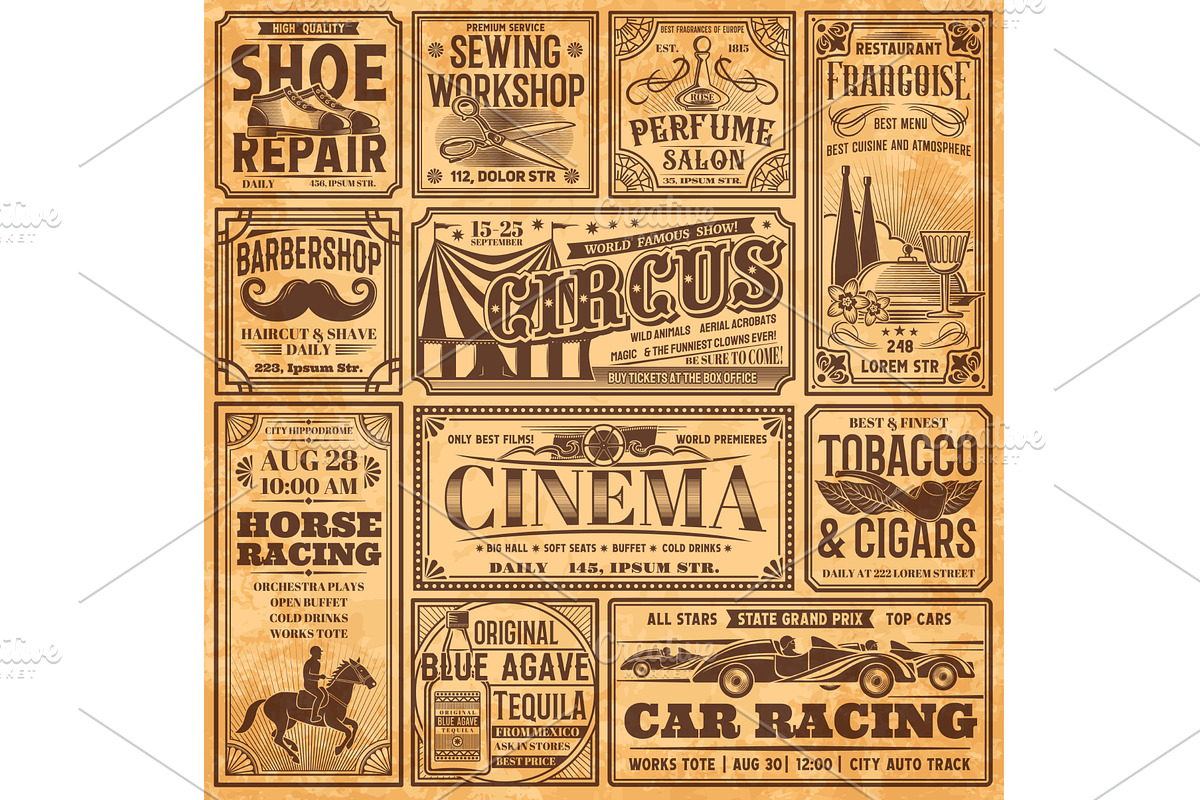 Vintage newspaper banners, an Illustration by Vector Tradition