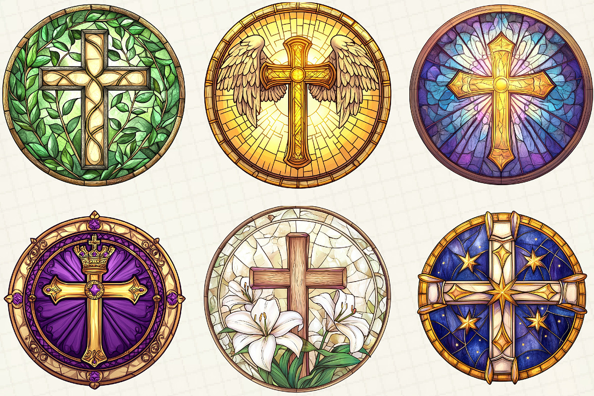Christian Cross Stained Glass Clipar, an Illustration by OK Design (Photo 5 of 5)