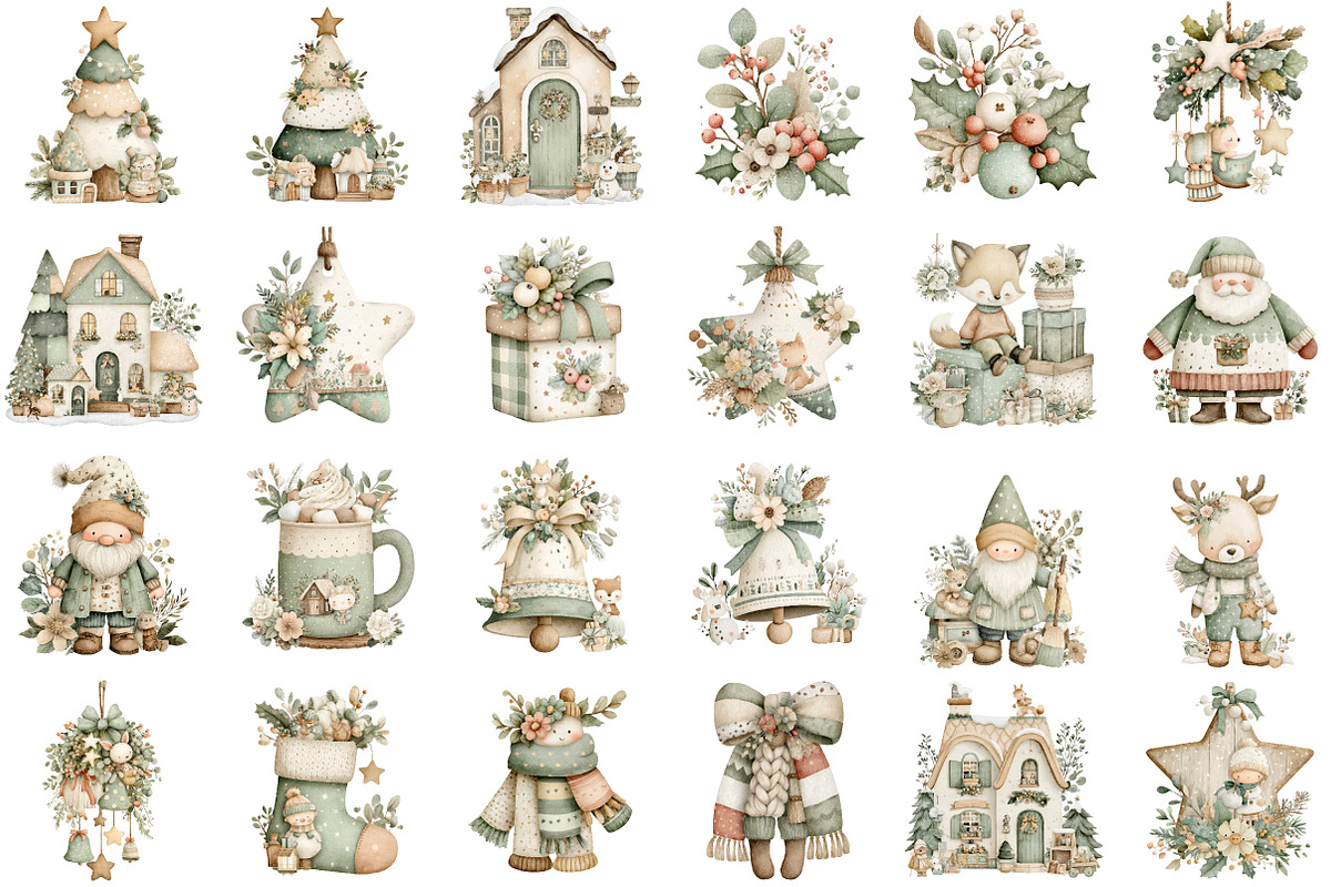 Hygge Christmas Watercolor Clipart, an Illustration by DreamCafeArt (Photo 3 of 6)