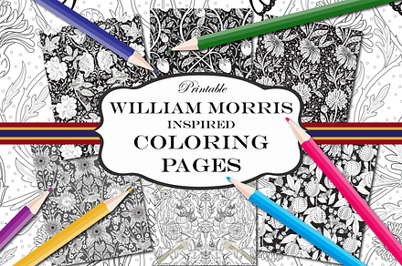 William Morris Style Coloring Pages, a Pattern Graphic by RachelStudio