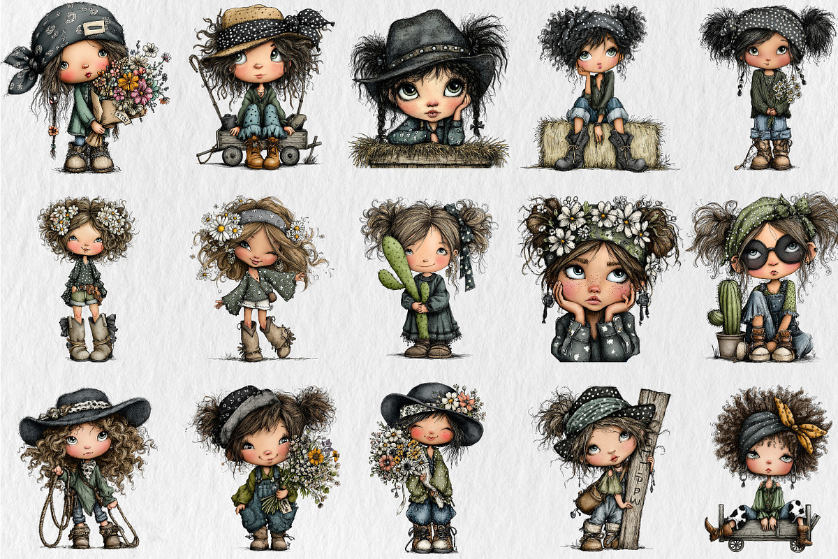 Whimsical Summer Western Girl, a Seasonal Illustration by Rose Art (Photo 2 of 5)