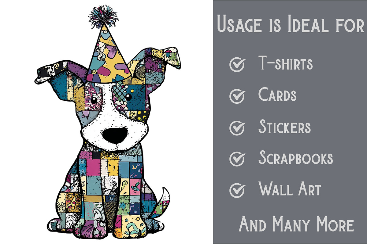 Colorful Patchwork Dog Clipart, an Illustration by Pixels.Craft (Photo 3 of 6)