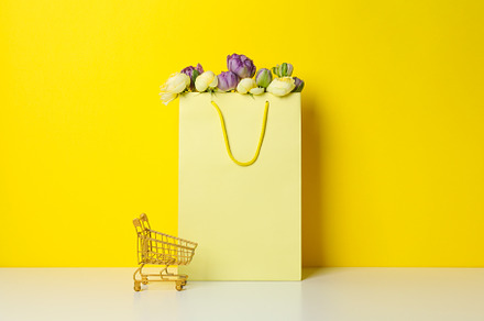 Concept of spring shopping and season sale, space for text, a Beauty & Fashion Photo by AtlasStudio PRO