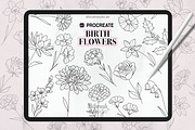 Procreate Birth Flowers Tattoo, a Brushes & More by DiBrush Studio (Thumbnail 1 of 5)