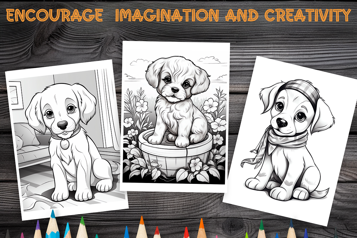 Puppy Coloring Pages for Kids, a Brochure Template by LA Design (Photo 7 of 10)