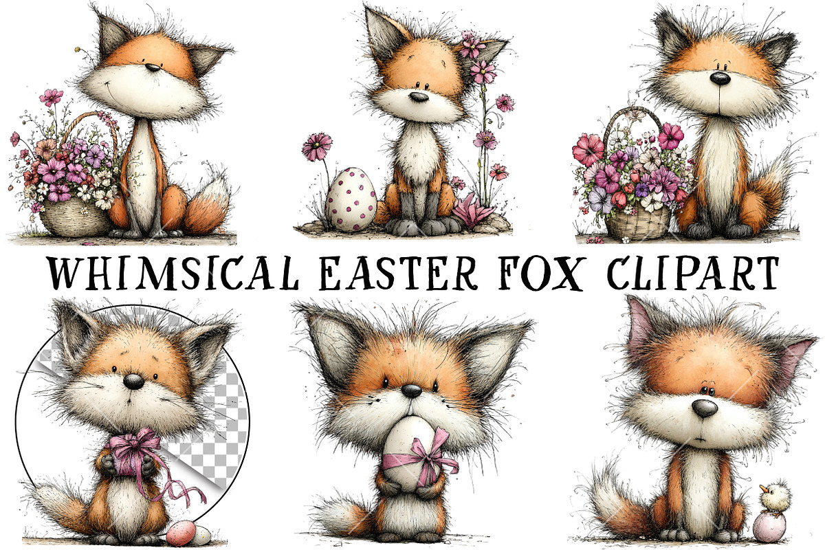 Whimsical Easter Fox Clipart, an Illustration by OK Design (Photo 2 of 6)