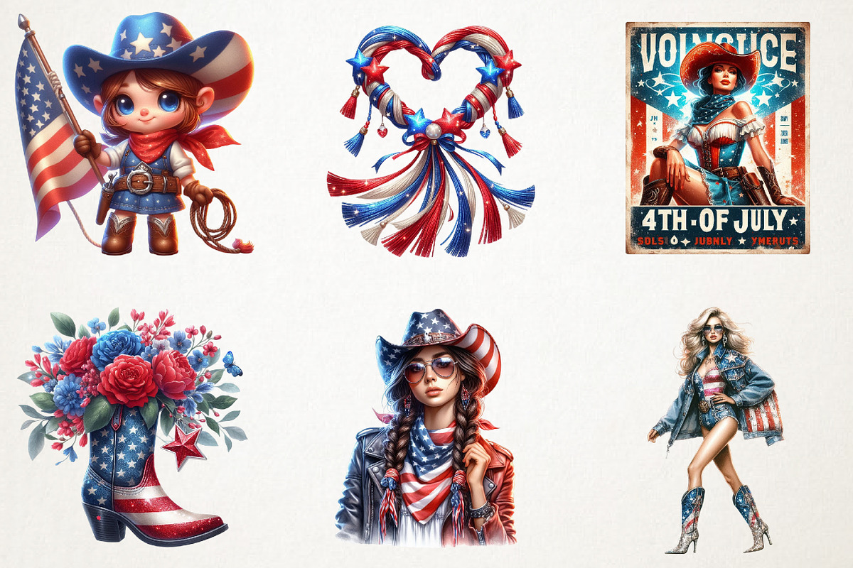 Patriotic Cowgirl Sublimation, an Illustration by RobertsArt (Photo 6 of 7)