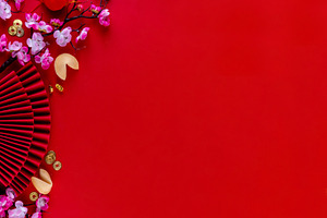 Bright vibrant gold and red Chinese New Year background, a Holiday Photo by Rimma