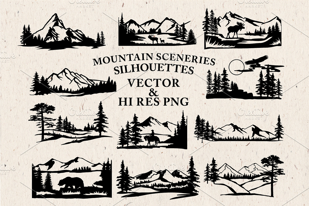 Mountain Sceneries Vector Pack 1, an Animal Illustration by Seaquint (Photo 1 of 2)
