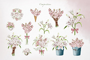 Garden flowers watercolor clipart, an Illustration by Alena Sid (Thumbnail 5 of 13)