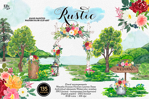 Rustic Watercolor Graphic Set