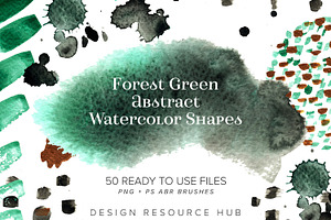 Forest Green Watercolor Shapes