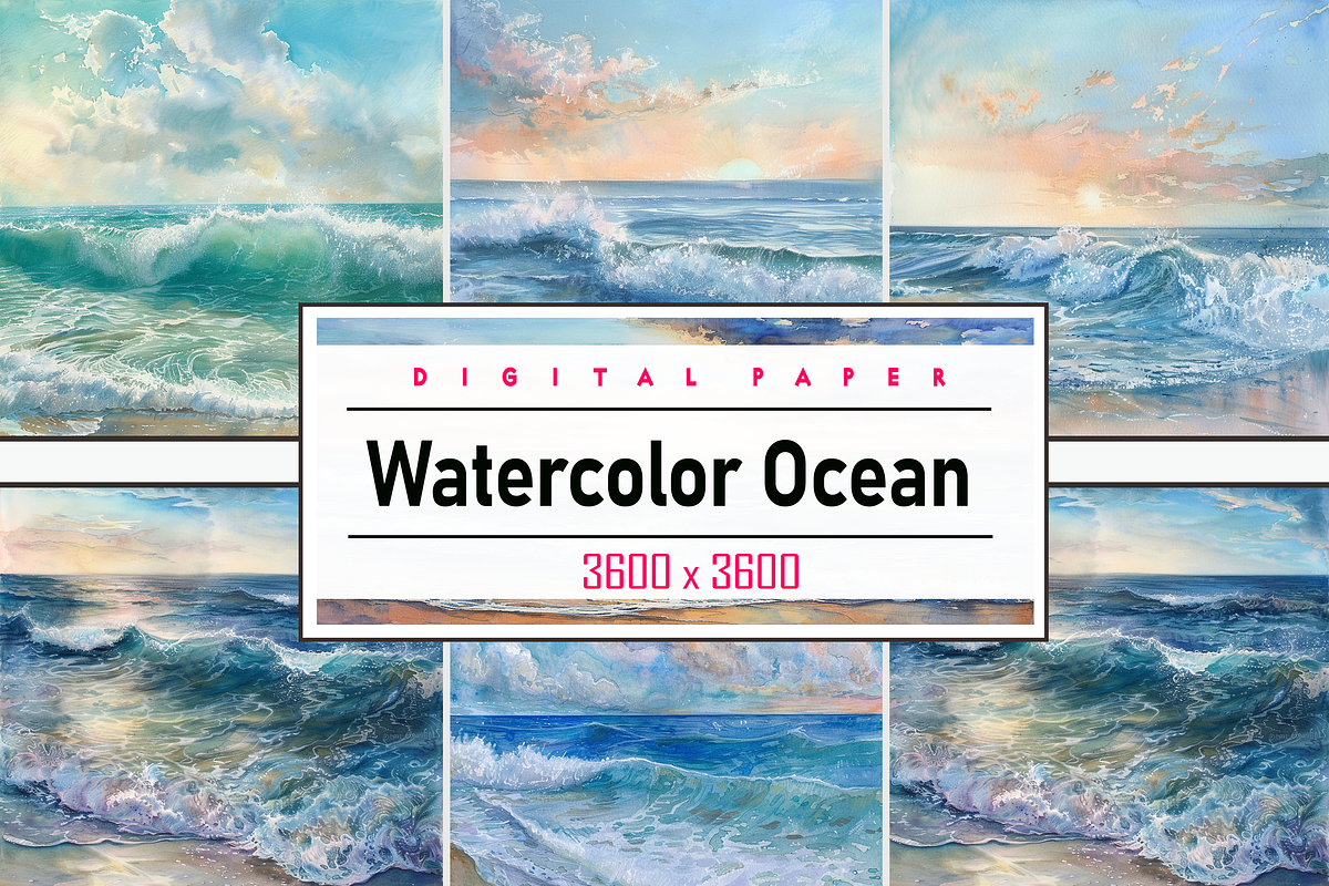Watercolor Ocean, a Background Graphic by Printable Treasure (Photo 1 of 13)