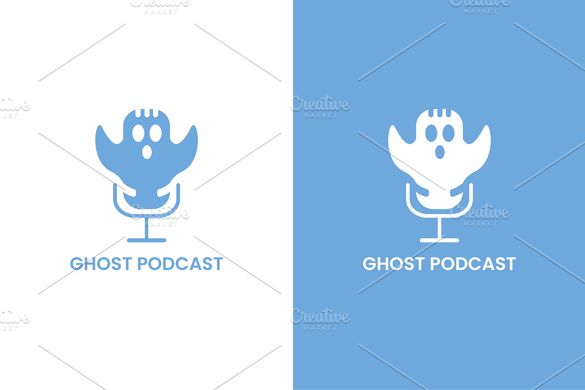 Ghost Podcast Logo Template, a Branding & Logo Template by IndraSign (Photo 2 of 2)