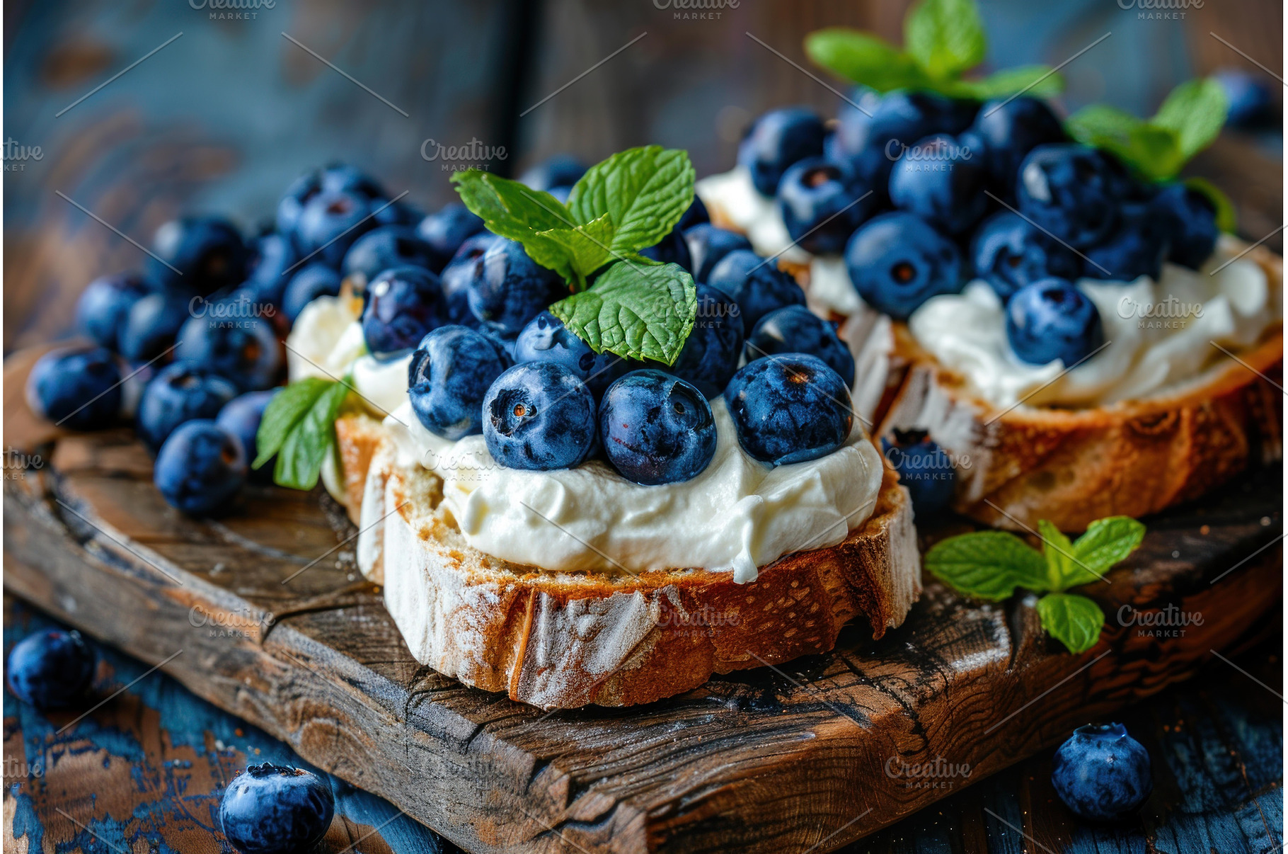 Delicious toasts with cream cheese, a Food & Drink Photo by Ylivdesign