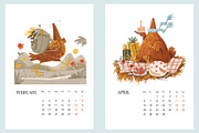 Calendar 2026 Happy Chickens, a Decorative Illustration by Dashnpro (Thumbnail 3 of 7)
