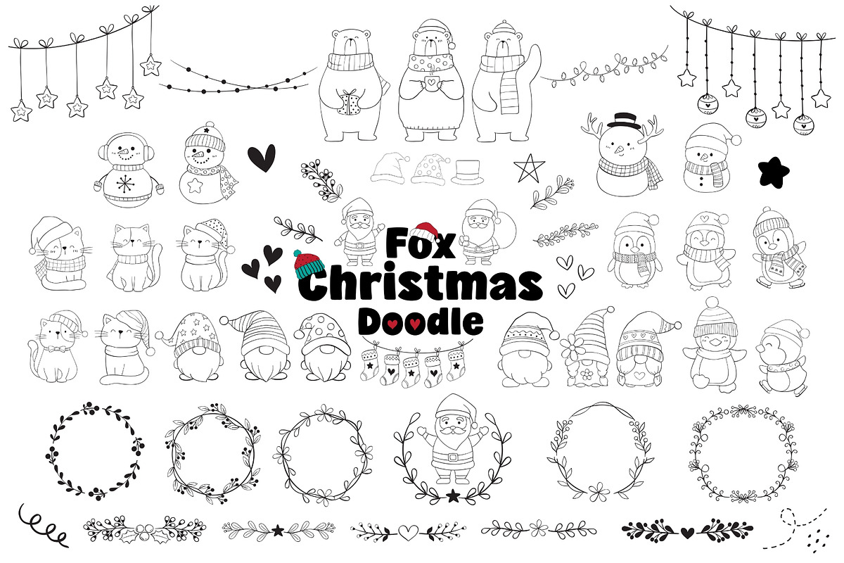 Fox Christmas Doodle Dingbat Font, a Symbol Font by Fox7 By Rattana (Photo 1 of 9)