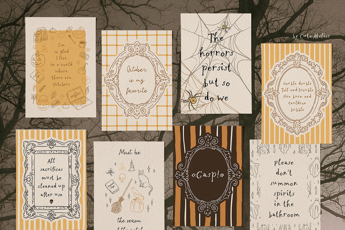 Haunted Nostalgia: Halloween Clipart, a Seasonal Illustration by Cute Atelier (Photo 6 of 10)