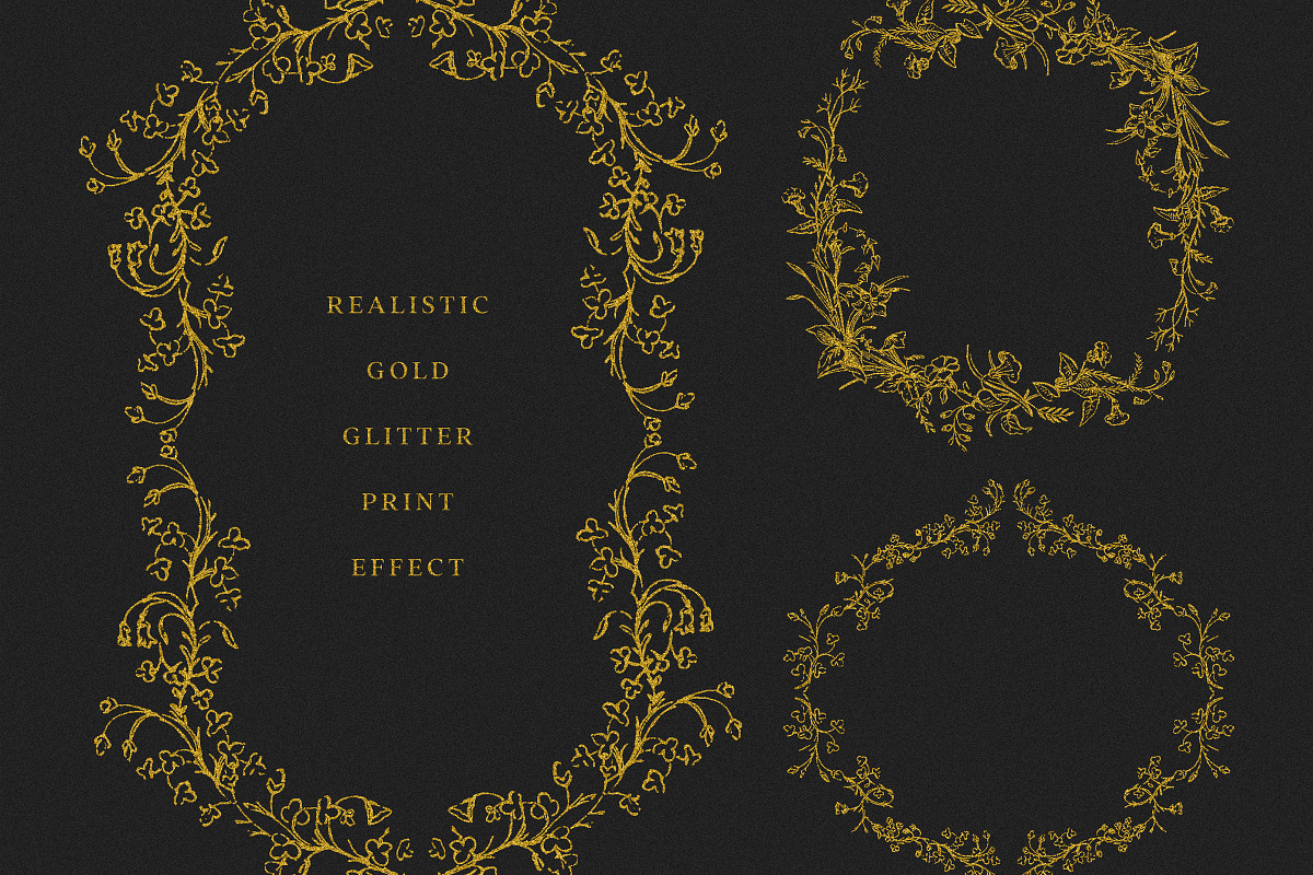 Gold Chinoiserie Floral Clipart Pack, a Decorative Illustration by Century Library (Photo 6 of 11)