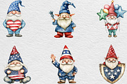 Watercolor Patriotic Gnome Clipart, an Illustration by Black Bird Studio (Thumbnail 2 of 6)