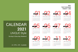 2021 Unique Design Calendar