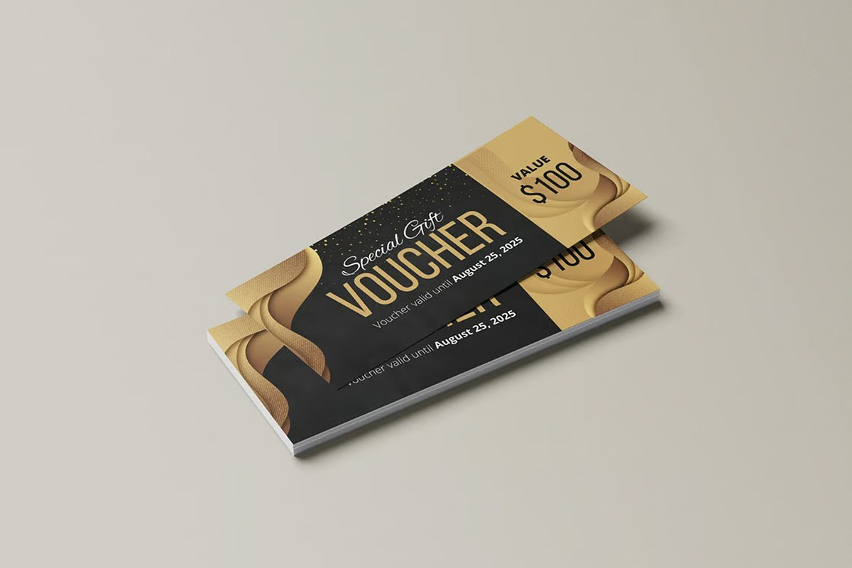 Gift Voucher Mockup, an Advertising Mockup by Se٧enStudio (Photo 2 of 5)
