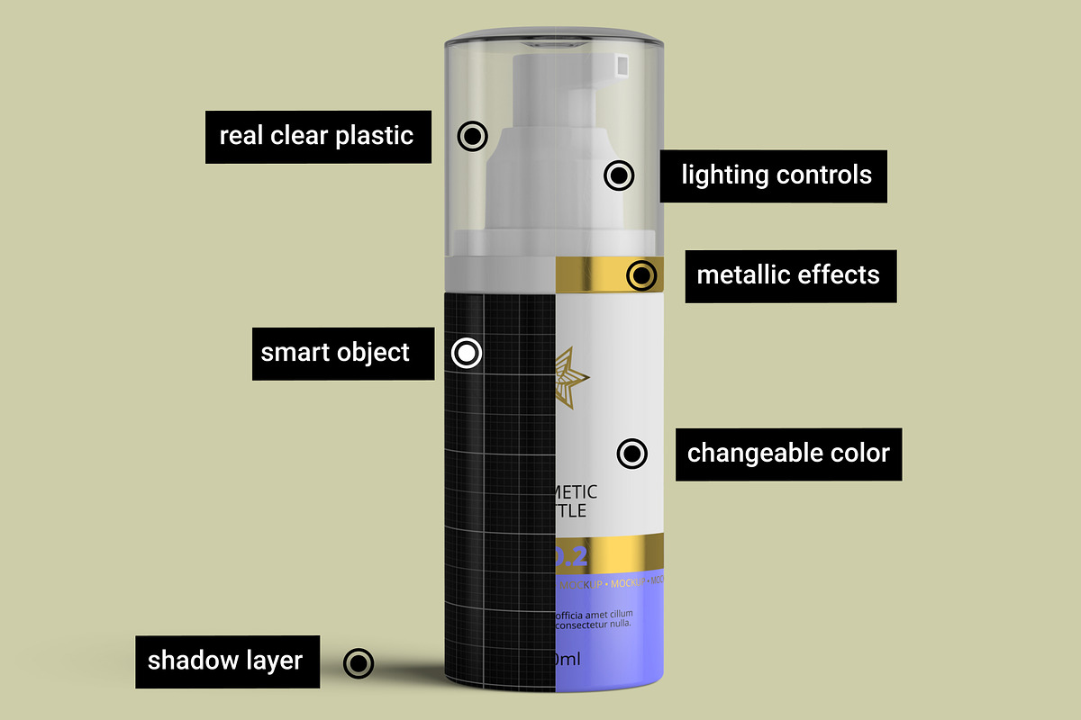 Airless Pump Cosmetic Bottle Mockup, a Cups & Container Mockup by Digitalphaser (Photo 2 of 5)