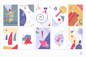 Set Of Abstract Posters Cubism Style