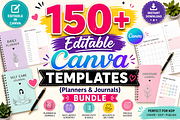 150+ Canva Editable KDP Planner, a Marketing Template by Ink Gallery (Thumbnail 1 of 3)