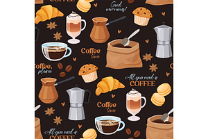 Pattern With Coffee Elements