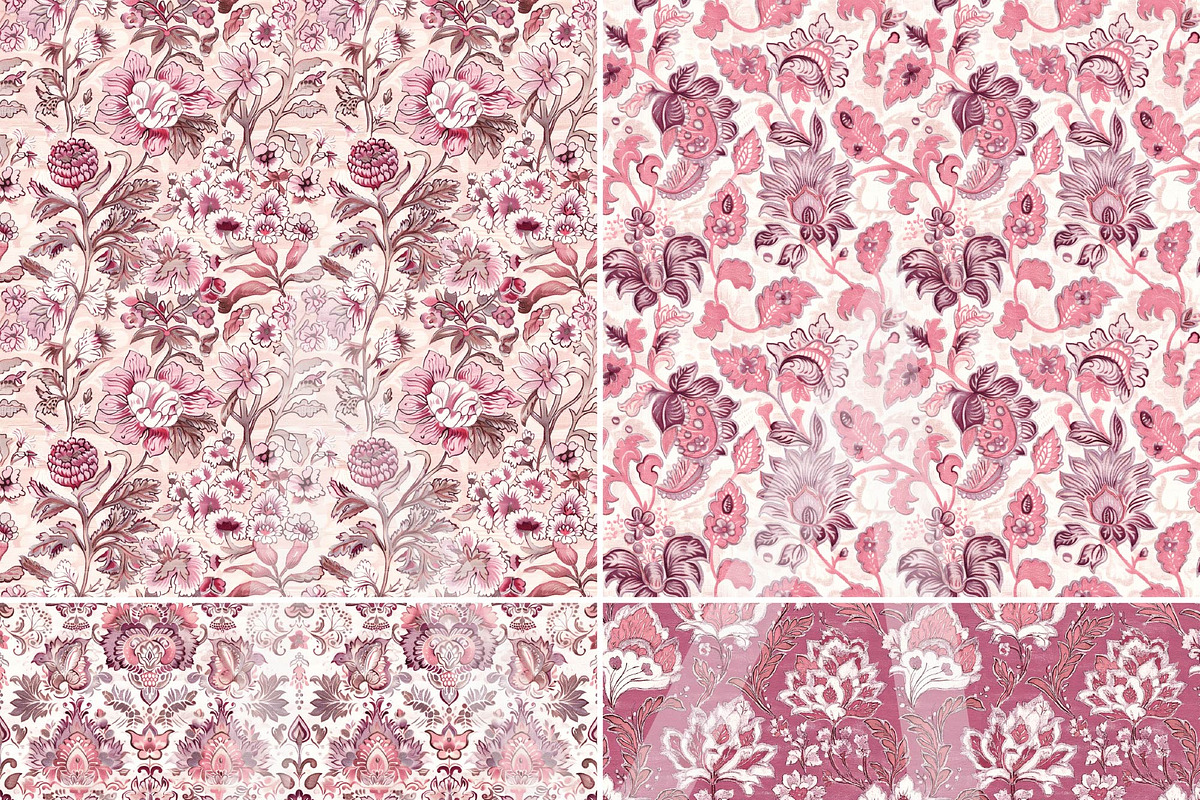 Burgundy Floral Seamless Patterns, a Pattern Graphic by Maishop (Photo 6 of 8)