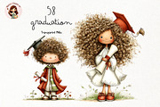 Graduation Kids Watercolor Clipart, an Education Illustration by Nicolle's Colorful Art (Thumbnail 1 of 5)