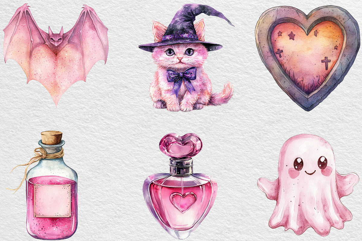 Pink Coquette Halloween Clipart, an Illustration by Black Bird Studio (Photo 6 of 6)