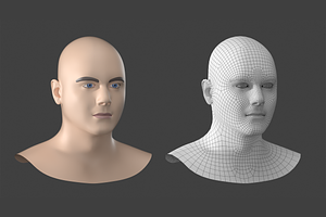 Natural Male Head 02 Generic Mesh