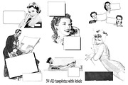50s ADS Templates + Collage Cutouts, a Background Graphic by Pulpixel Design (Thumbnail 2 of 15)