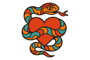 Colorful snake entwined around heart, an Abstract Photo by ZinetroN