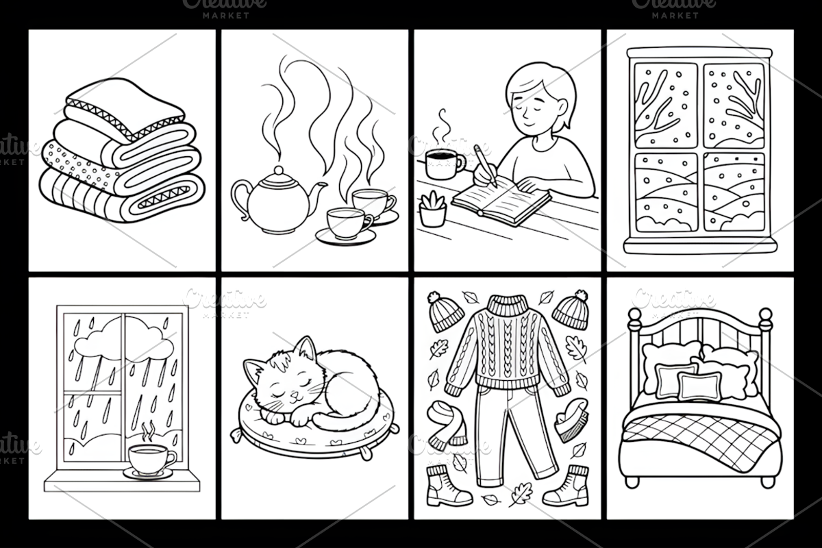 Cozy Hygge Moments Coloring Book, a Decorative Illustration by Design Station (Photo 3 of 3)