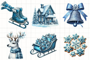 Watercolor Blue Christmas Clipart, an Illustration by CrexoraLab (Thumbnail 3 of 5)