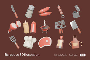 Barbecue 3D Illustration, an Object Illustration by graphicook
