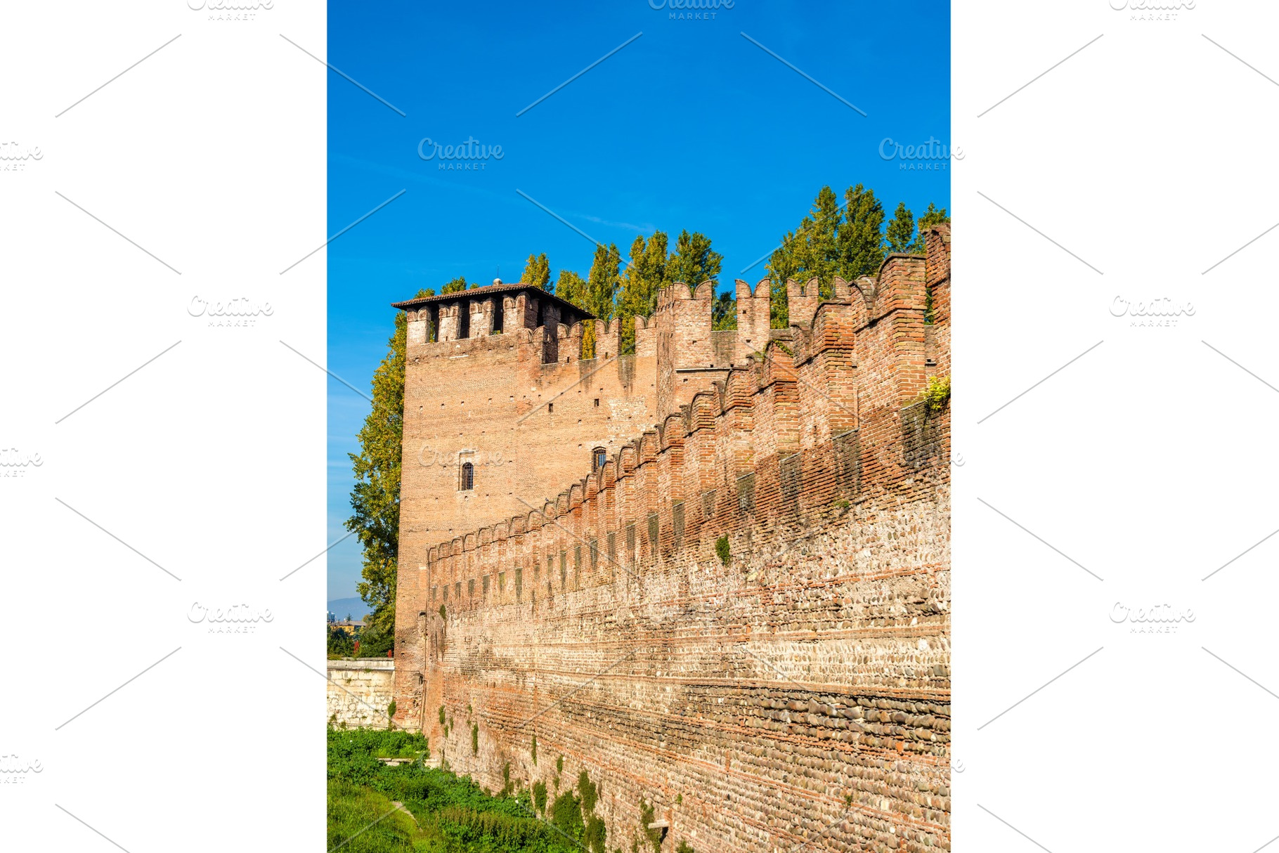 Walls of castelvecchio fortress in verona italy containing verona, an Architecture Photo by Leonid Andronov