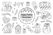 Hand-Drawn Happy Family Christmas, a Seasonal Illustration by Irina Avdeeva (Thumbnail 1 of 9)