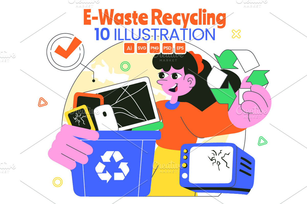 10 E-Waste Recycling Illustration, a Person Illustration by denayunebgt (Photo 1 of 4)