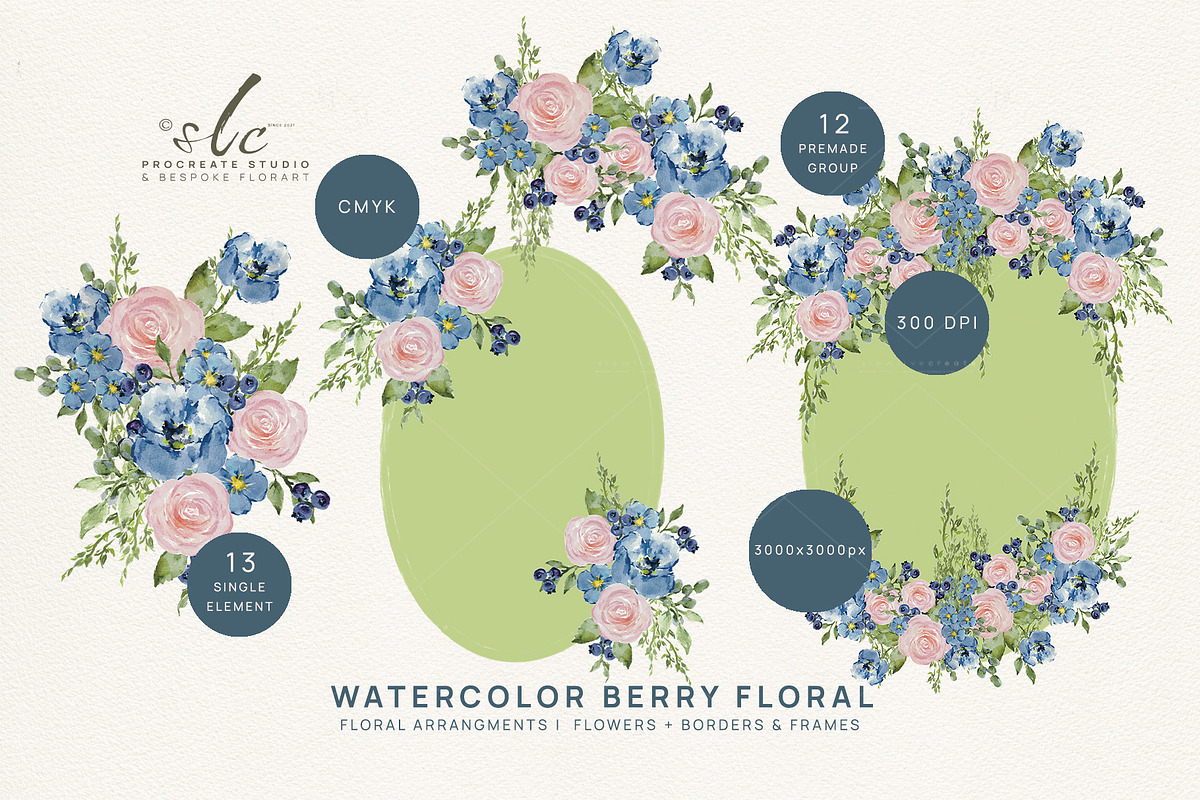 Berry Floral Watercolor Illustration, a Seasonal Illustration by slowlivecreate (Photo 5 of 6)