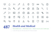 487 Health and Medical Line Icons, an Outline Icon by Vectors Market (Thumbnail 1 of 7)