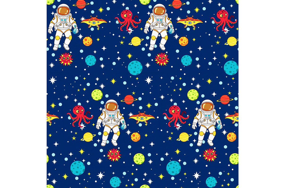 Space Man Exploration Seamless Repea, a Pattern Graphic by Sharon Schwalbe (Photo 1 of 2)