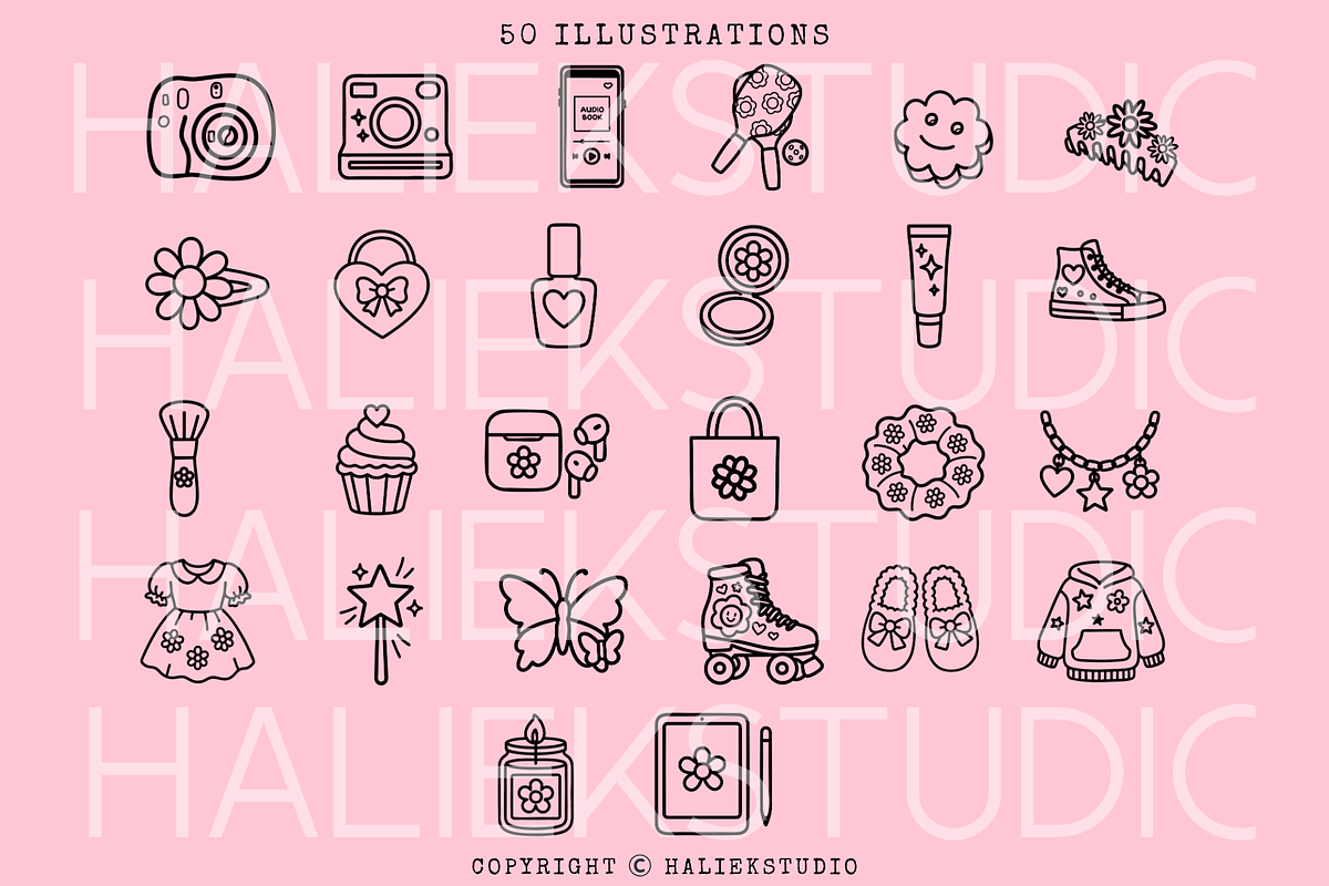 Girly Aesthetic Icons SVGs, a Decorative Illustration by HalieKStudio (Photo 3 of 9)