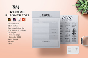 Recipe Planner PDF, PPTX, INDD, Ai