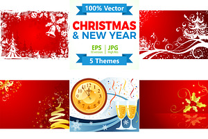 Christmas and New Year Backgrounds, a Decorative Illustration by TAlex